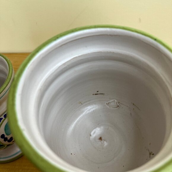 Italian Pottery Coffee Mugs Vintage Footed Cups Set of 2 Made in Italy - Picture 3 of 10